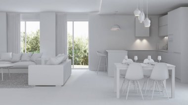 Modern ev iç. Onarır. Gri iç. 3D render.