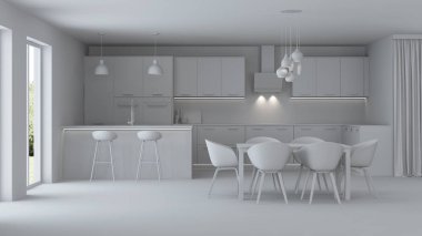Modern ev iç. Onarır. Gri iç. 3D render.