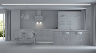 Modern ev iç. Onarır. Gri iç. 3D render.