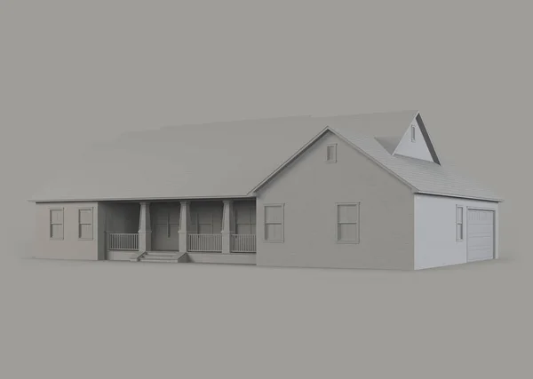 Modelo Casa Con Garaje Casa Sobre Fondo Gris Renderizado — Foto de Stock