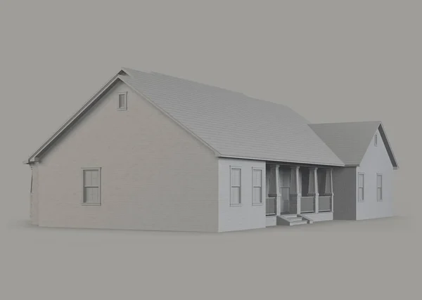 Modelo Casa Con Garaje Casa Sobre Fondo Gris Renderizado — Foto de Stock