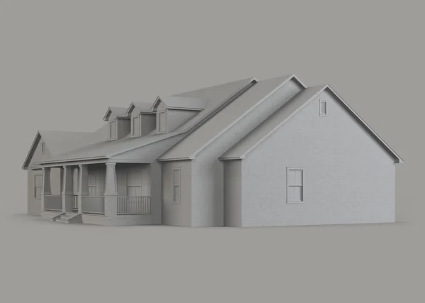 Modelo Casa Con Garaje Casa Sobre Fondo Gris Renderizado — Foto de Stock