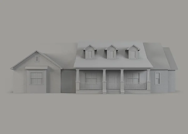 Modelo Casa Con Garaje Casa Sobre Fondo Gris Renderizado — Foto de Stock