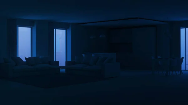 Modern Akşam Aydınlatma Geceler Render — Stok fotoğraf
