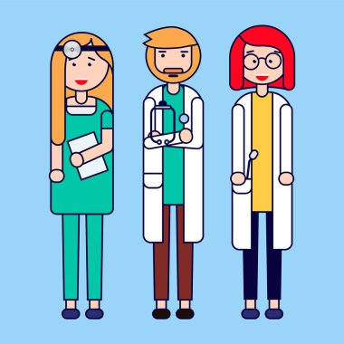 Tıp uzmanları grubu. Tıbbi takım kavramı vektör çizim tasarım. Vektör çizim.