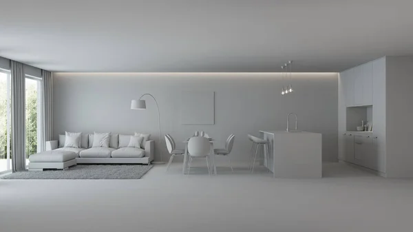 Modern House Interior Gray Interior Rendering — Stock Photo, Image