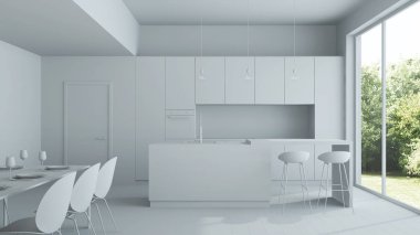 Modern ev iç. Onarır. Gri iç. 3D render.