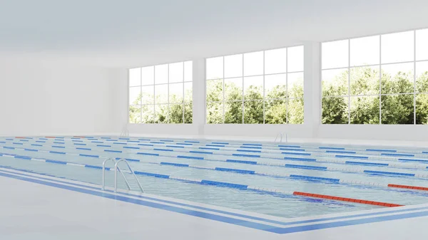 游泳池的内部 室内运动游泳池 — 图库照片