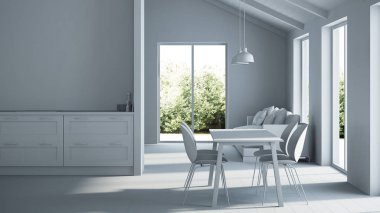 Modern ev iç. Onarır. Gri iç. 3D render.