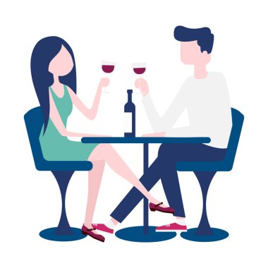 Genç bir restoranda romantik bir tarihte Çift.