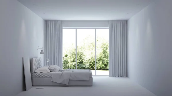 Interior Casa Moderna Quarto Interior Com Divisórias Vidro Renderização — Fotografia de Stock