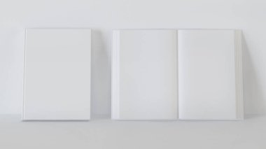 Sunu için boş kitap şablonu. İki kitap. 3d render.