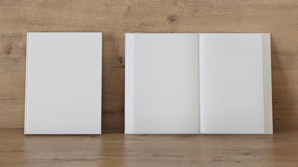 プレゼンテーション用の空白のブック テンプレート 2冊3D レンダリング — ストック写真