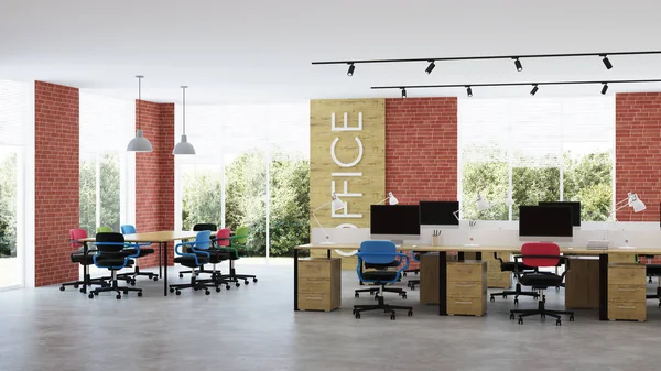 Moderne Büroeinrichtung Freiraum Darstellung — Stockfoto