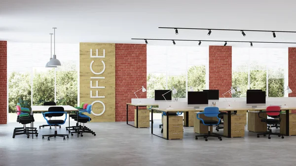 Modern Ofis Açık Alan Render — Stok fotoğraf