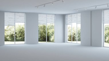 Modern ofis iç. Boş oda. 3d render.