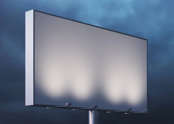 Blanco Billboard Tegen Nachtelijke Hemel Mockup Rendering — Stockfoto