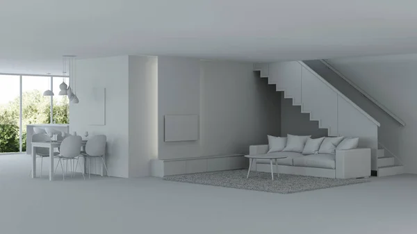Modern House Interior Gray Interior Rendering — Stock Photo, Image