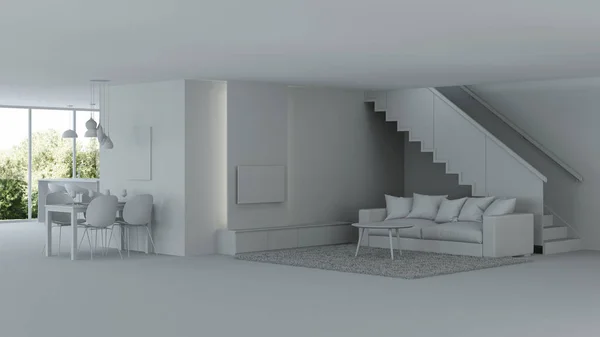 Modern Huis Interieur Grijze Interieur Rendering Stockfoto