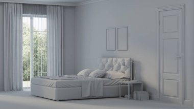 Modern ev iç. Gri iç. 3D render.