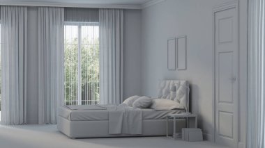 Modern ev iç. Gri iç. 3D render.