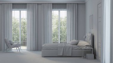 Modern ev iç. Gri iç. 3D render.