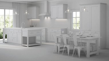 Modern ev iç. Gri iç. 3D render.