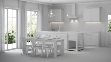 Modern ev iç. Gri iç. 3D render.