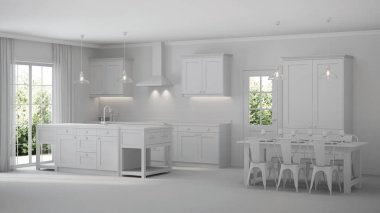 Modern ev iç. Gri iç. 3D render.