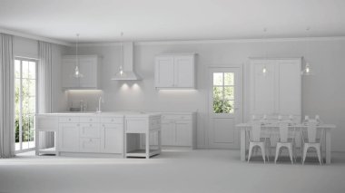 Modern ev iç. Gri iç. 3D render.