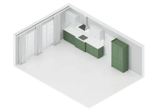 Moderne Hauseinrichtung Orthogonale Projektion Blick Von Oben Darstellung — Stockfoto