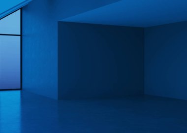 Modern ev iç. Boş oda. Akşam Aydınlatması. 3d render.