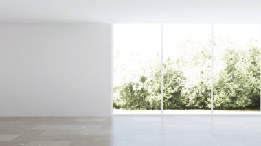 Özel bir evin içi. Boş oda. 3d render.