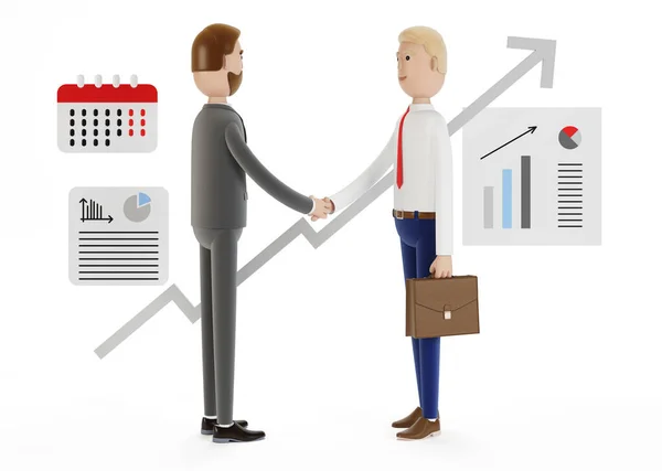 Partnership Concept Handshake Two Businessmen Agreement Parties Signing Documents Business — Stock Photo, Image
