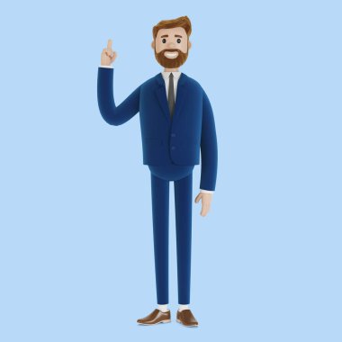 Çizgi film karakteri baş parmağını kaldırıyor. 3d illüstrasyon.