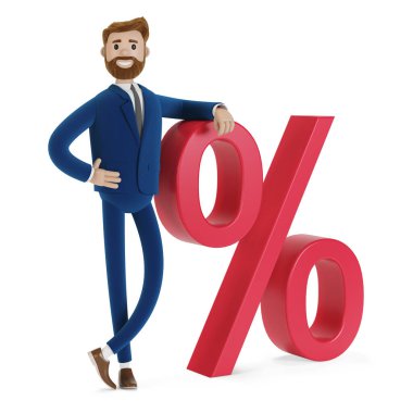 İlerleme işareti olan çizgi film karakteri. 3B illüstrasyon.