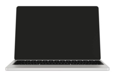 Laptop beyaz arkaplanda izole edildi. 3d illüstrasyon.