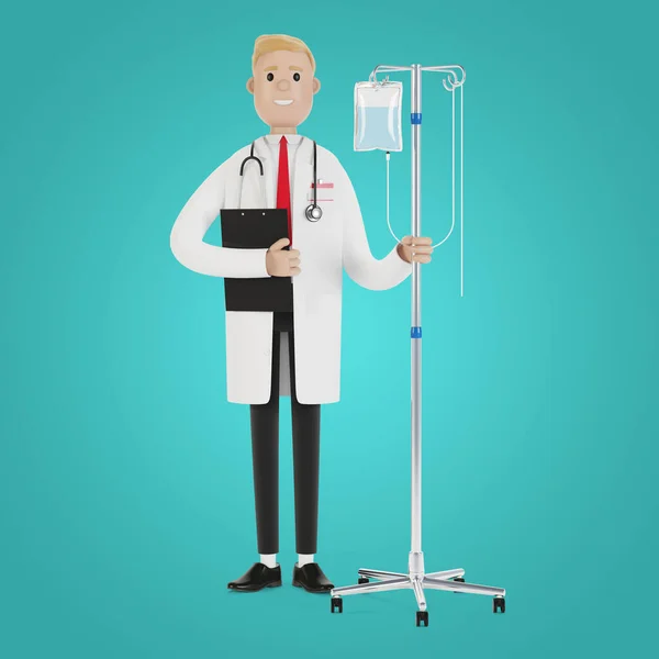 Läkare Med Dropper Toxikologi Förgiftning Dekontaminering Sjukvårdskoncept Medicinsk Utrustning Illustration — Stockfoto