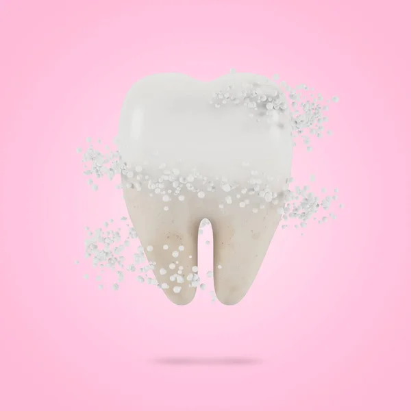 Tooth whitening. The concept of dental examination of teeth, dental health and hygiene. 3D illustration.