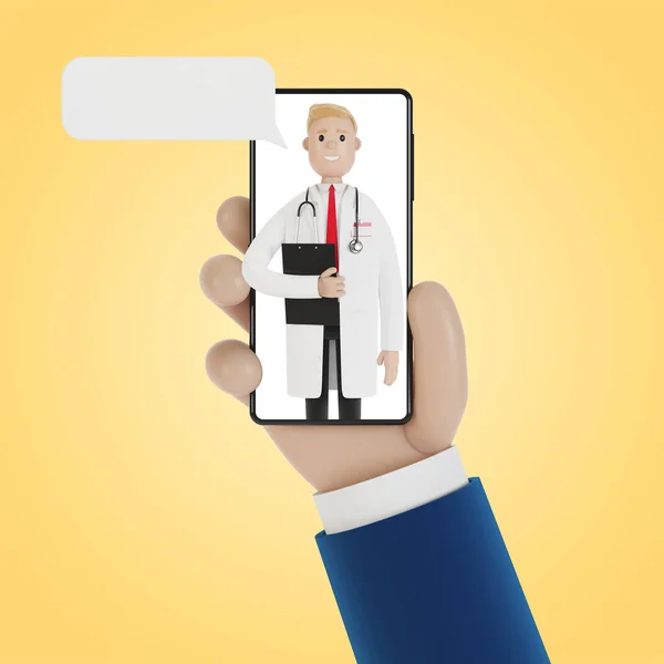 Chamada Recebida Médico Tela Smartphone Chamada Serviço Conceito Medicina Online — Fotografia de Stock