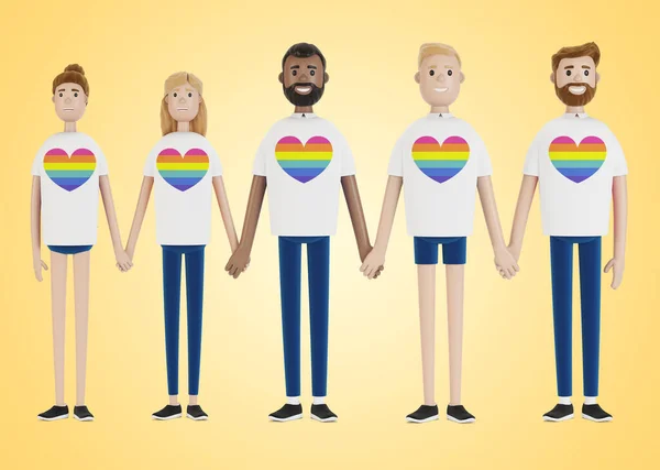 Des Gens Heureux Différentes Nationalités Tenant Main Communauté Lgbt Groupe — Photo