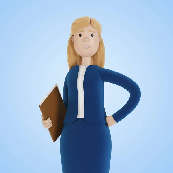Porträtt Affärskvinna Kvinnan Affärskläder Anställd Företaget Illustration Tecknad Stil — Stockfoto