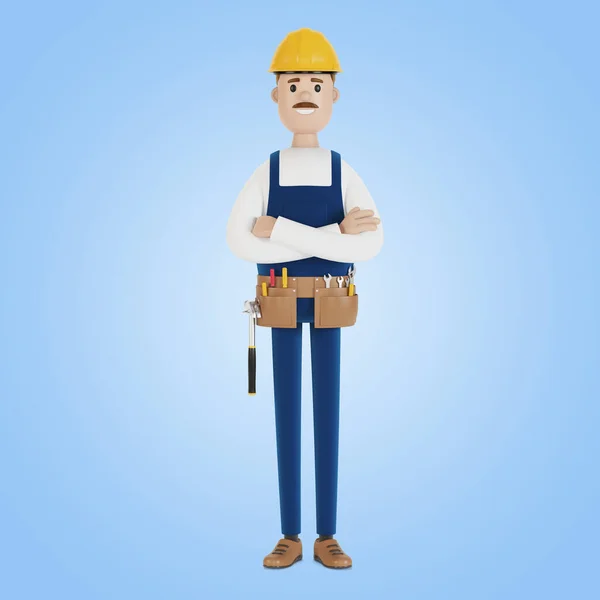 Constructeur Dans Casque Avec Des Outils Travailleur Construction Illustration Dans — Photo