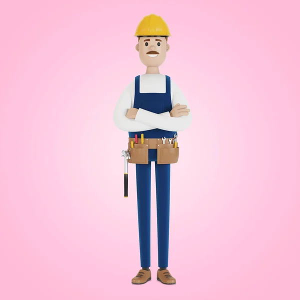 Constructeur Dans Casque Avec Des Outils Travailleur Construction Illustration Dans — Photo