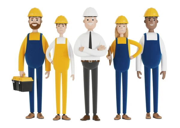 Ouvriers Industriels Équipe Construction Ingénieur Technicien Travailleurs Diverses Professions Illustration — Photo