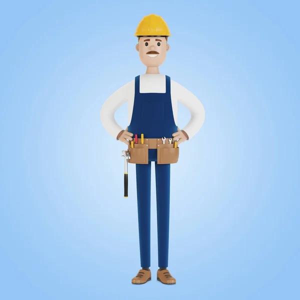 Constructeur Dans Casque Avec Des Outils Travailleur Construction Illustration Dans — Photo