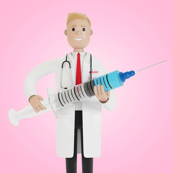 Seringue Dans Les Mains Médecin Ambulance Vaccin Contre Grippe Concept — Photo