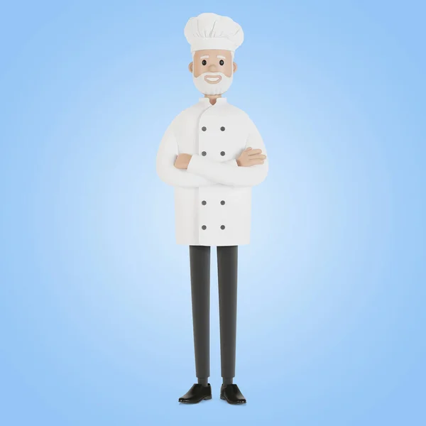 Chef White Hat Illustration Cartoon Style — Stock Photo, Image