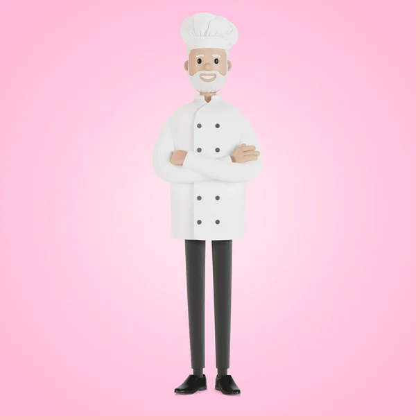 Chef Mit Weißem Hut Illustration Cartoon Stil — Stockfoto