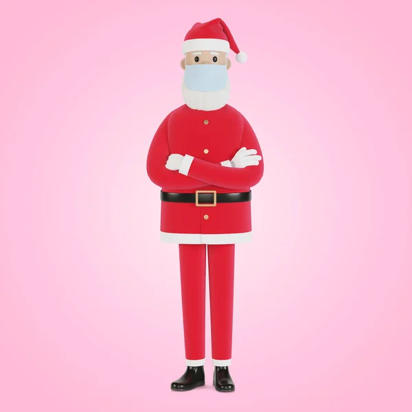 Papai Noel Com Uma Máscara Para Cartões Natal Banners Rótulos — Fotografia de Stock